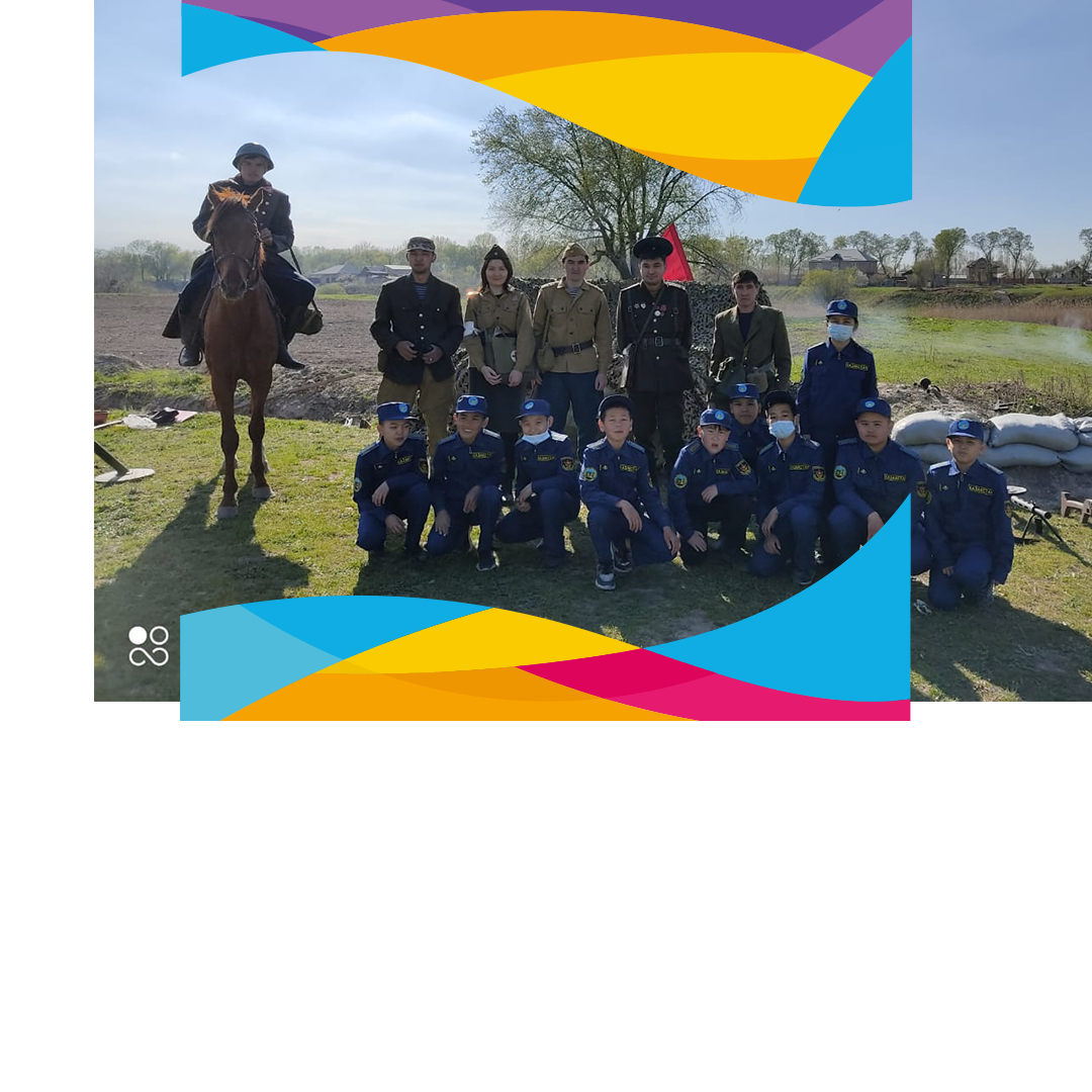 Ұстаздарымыз Ұлы Жеңістің 76 жылдығына орай "Отты жылдар шежіресі" тақырыбында әскери  патриоттық  бейне қойылым  ұйымдастырды